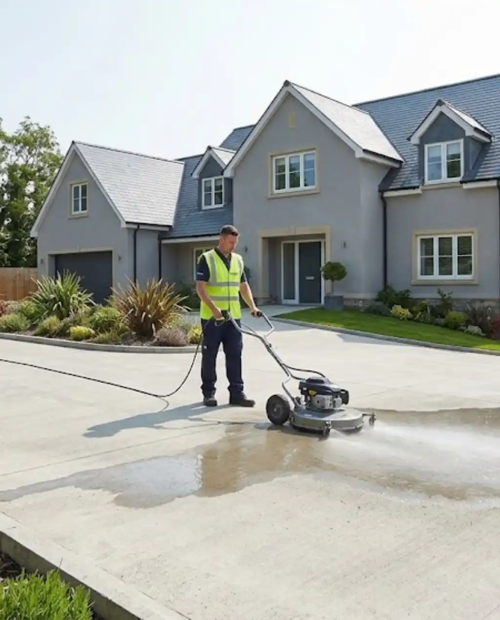 Clean pattern imprinted concrete surface after professional cleaning service